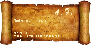 Ambrus Frida névjegykártya